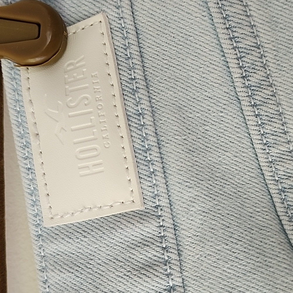 Hollister Two-Tone Light & Medium Blue Patchwork Denim Shorts - Picture 6 of 7